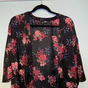 Floral print kimono